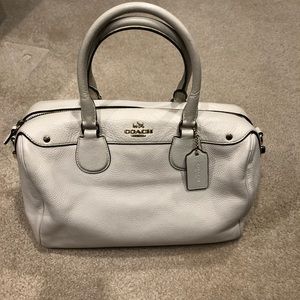 Coach | Cream Leather Satchel with Back Pocket and Gold Hardware